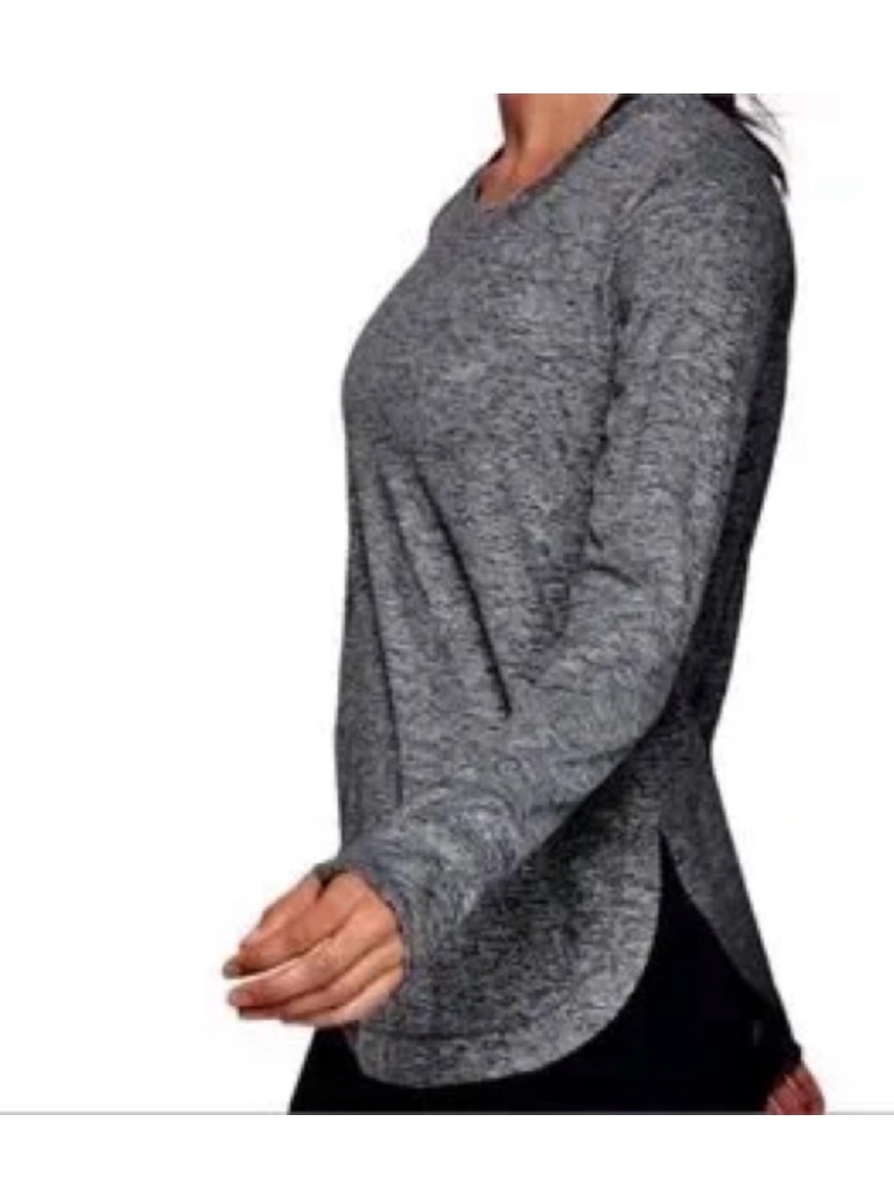 Athleta Heather Gray Long-Sleeve Crewneck Top